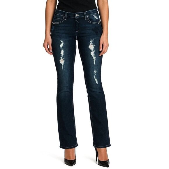 TRUE ROCK Mid-Rise Blue Jeans Size 17/18 Embellished Distressed Patched (34X30) - Picture 1 of 14